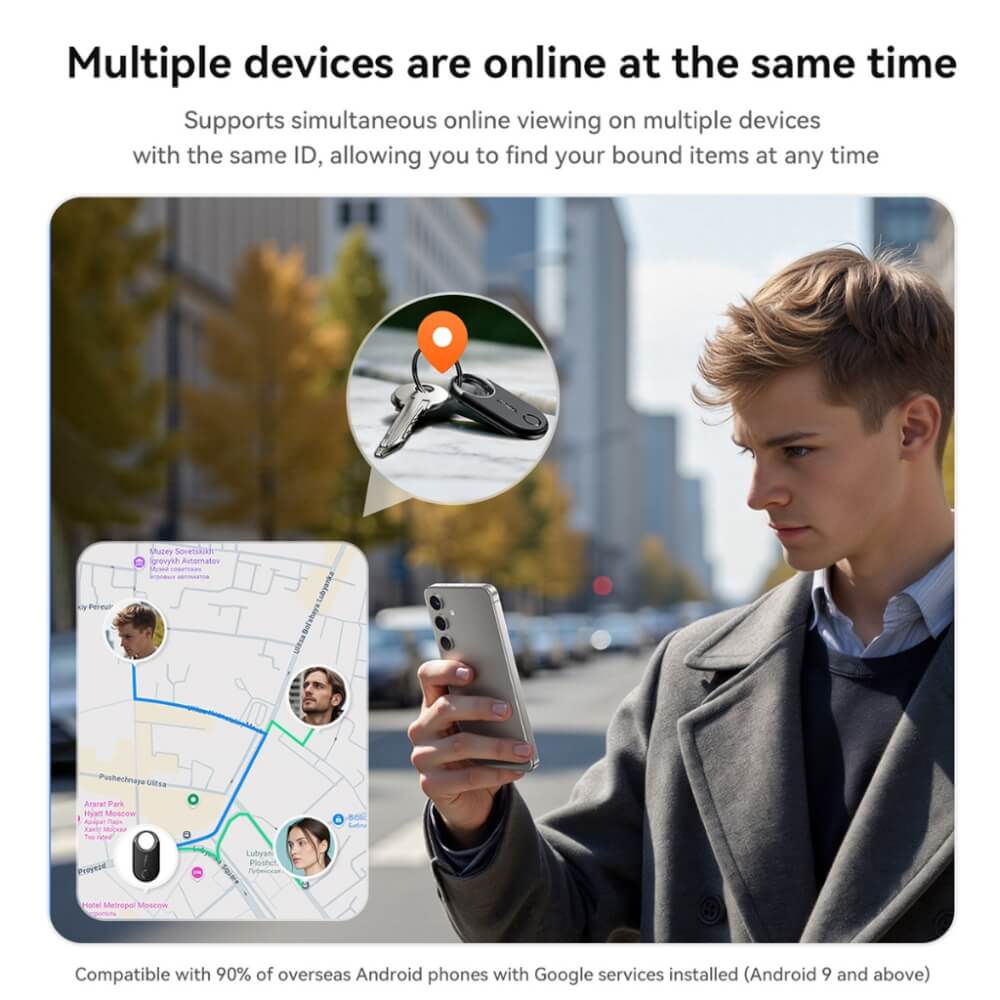 อุปกรณ์ติดตามจีพีเอส HOCO E98A ANDROID GPS TAG สำหรับแอนดรอยด์ รองรับ GOOGLE FIND MY NETWORK สีขาว