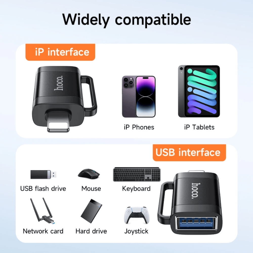 อะแดปเตอร์ LIGHTNING TO USB HOCO UA31A รองรับ OTG ความเร็ว 480MBPS สำหรับ IPHONE 6-14 & IPAD