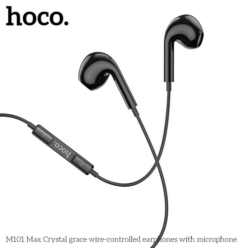 หูฟัง HOCO M101 MAX สาย AUX 3.5MM สีดำ ไมโครโฟนในตัว พร้อมปุ่มคอนโทรล
