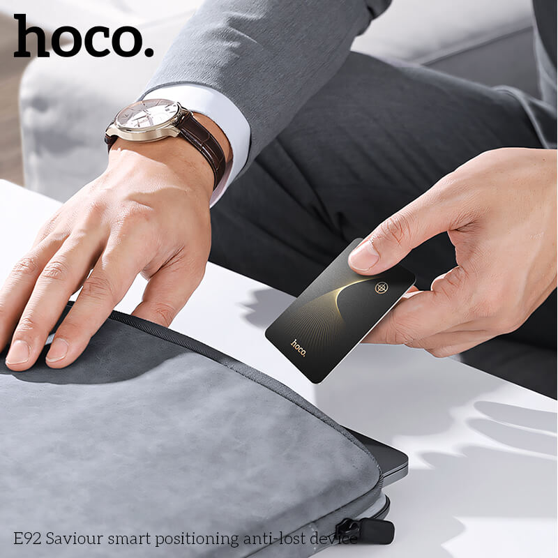 อุปกรณ์ติดตามจีพีเอส HOCO E92 GPS TAG รูปแบบการ์ด สำหรับ IOS รองรับ APPLE FIND MY กันน้ำ IP68 สีดำ