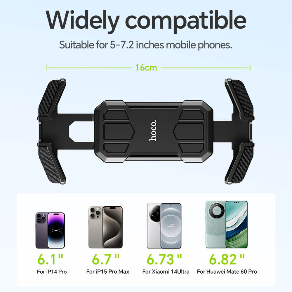 ที่จับโทรศัพท์ HOCO HK68 สีดำ สำหรับมอเตอร์ไซค์ พร้อมบังแดดกันฝน หมุนได้ 360&deg; ดีไซน์ล็อคด้วยปุ่มเดียว