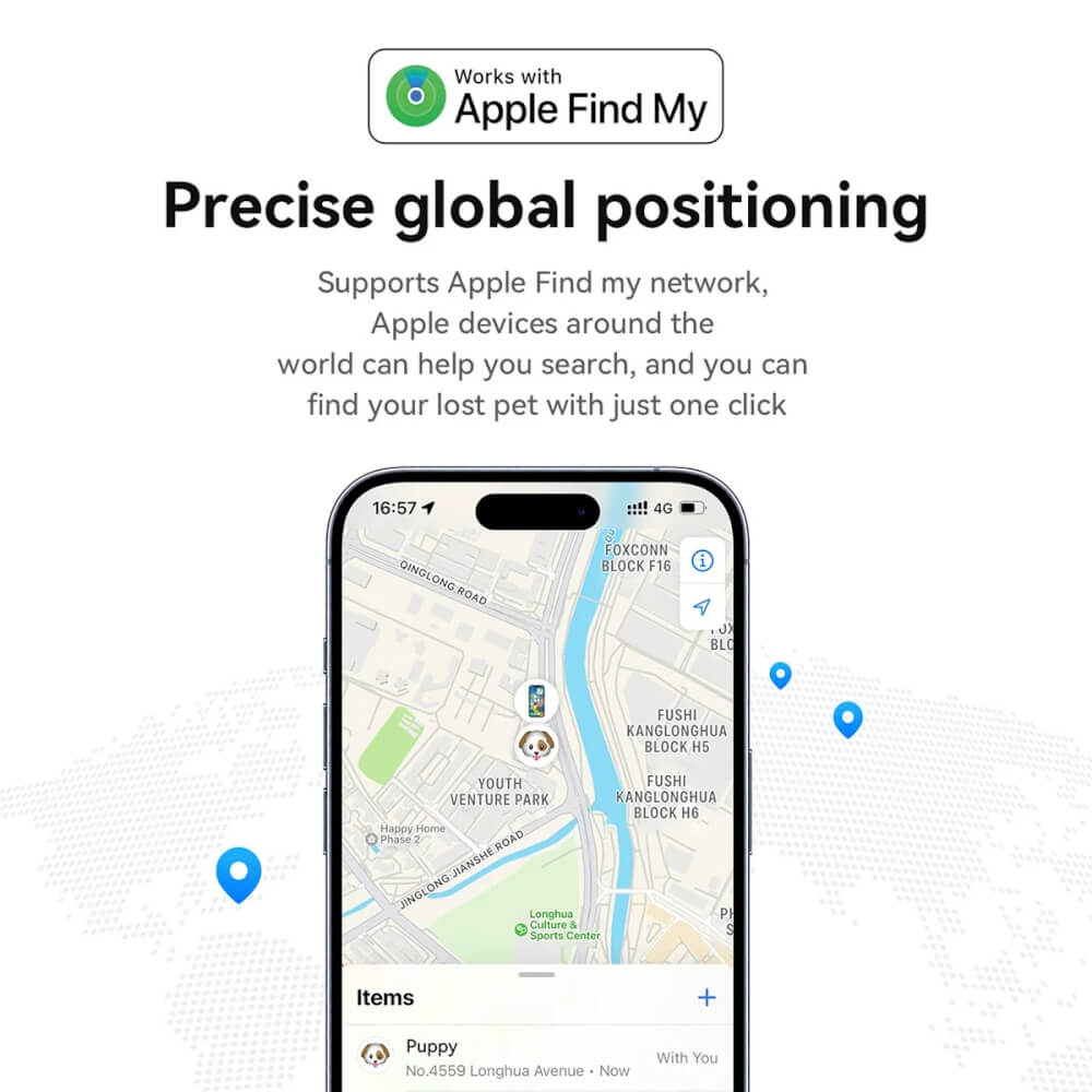 อุปกรณ์ติดตามสัตว์เลี้ยง HOCO E91C GPS TAG แบบคล้องปลอกคอ รองรับ APPLE FIND MY สีขาว