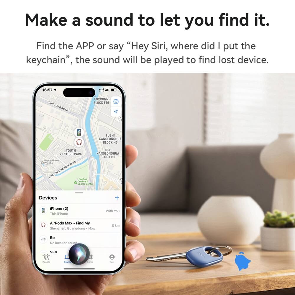 อุปกรณ์ติดตามจีพีเอส HOCO E94 GPS TAG สำหรับ APPLE IOS สีดำ