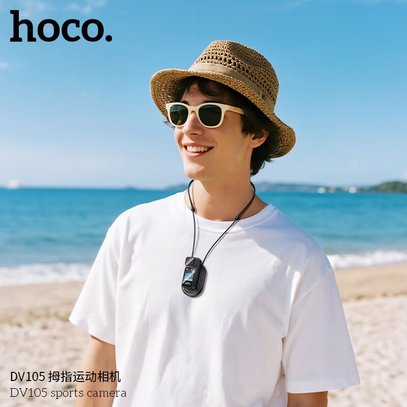 กล้องแอ็คชั่น HOCO DV105 ความละเอียด 2.7K พร้อมเลนส์หมุนได้ 180&deg; และสายคล้องแม่เหล็ก หน้าจอ IPS 1.47 นิ้ว