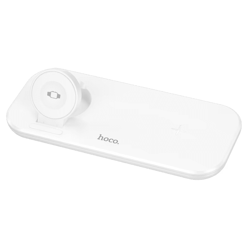 แท่นชาร์จไร้สาย 3-IN-1 HOCO CW65 สีขาว ระบบชาร์จ QI สำหรับโทรศัพท์ APPLE WATCH และ AIRPODS