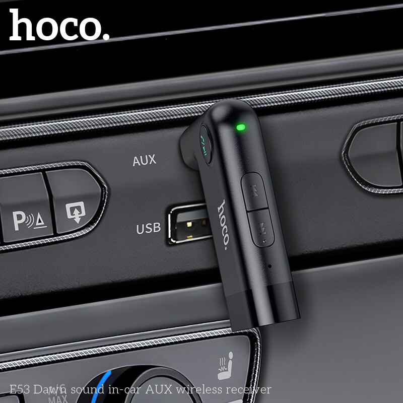 อุปกรณ์รับสัญญาณบลูทูธ HOCO E53 แปลงพอร์ต AUX 3.5MM สำหรับใช้งานในรถยนต์ รองรับการโทรสาย