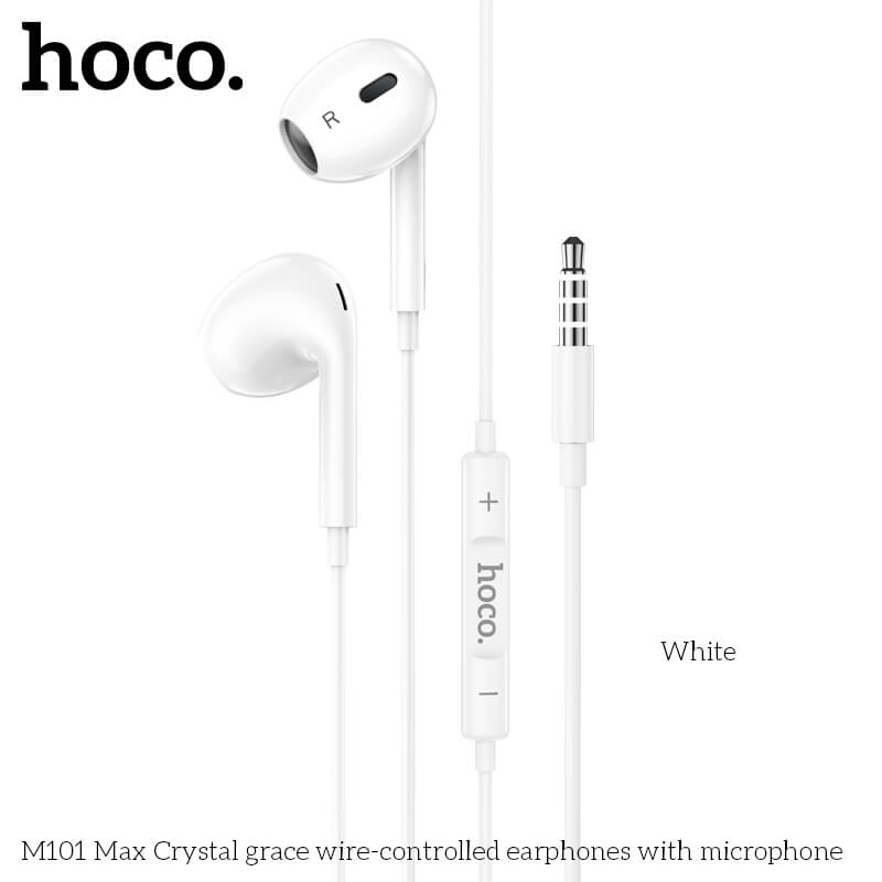 หูฟัง HOCO M101 MAX สาย AUX 3.5MM สีขาว ไมโครโฟนในตัว พร้อมปุ่มคอนโทรล