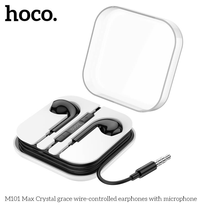 หูฟัง HOCO M101 MAX สาย AUX 3.5MM สีดำ ไมโครโฟนในตัว พร้อมปุ่มคอนโทรล