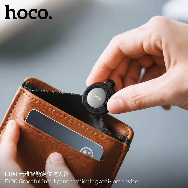 อุปกรณ์ติดตามจีพีเอส HOCO E100 สำหรับ APPLE IOS พร้อมเคสซิลิโคนในตัว สีดำ