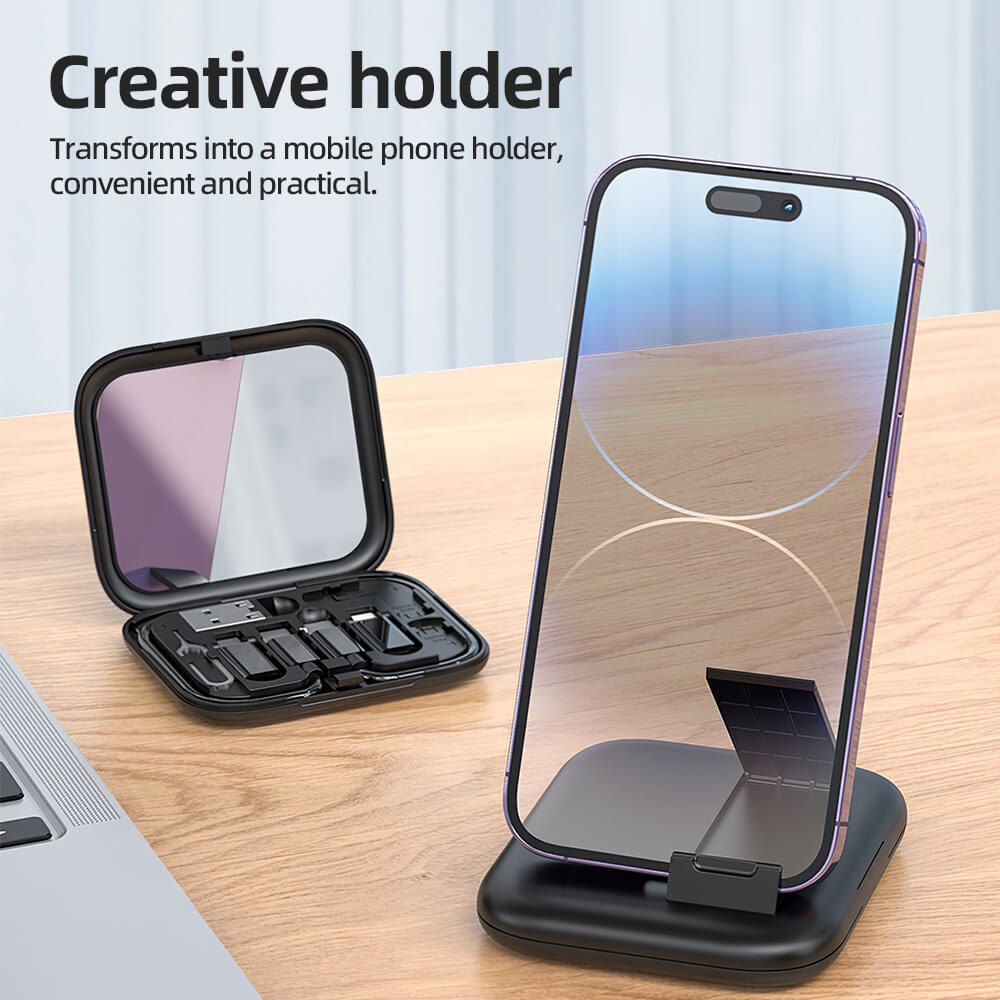 ชุดสายชาร์จเร็ว 6IN1 HOCO U114 สีดำ พร้อมกล่องเก็บ TYPE-C TO TYPE-C จ่ายไฟ 60W พร้อมหัวแปลง