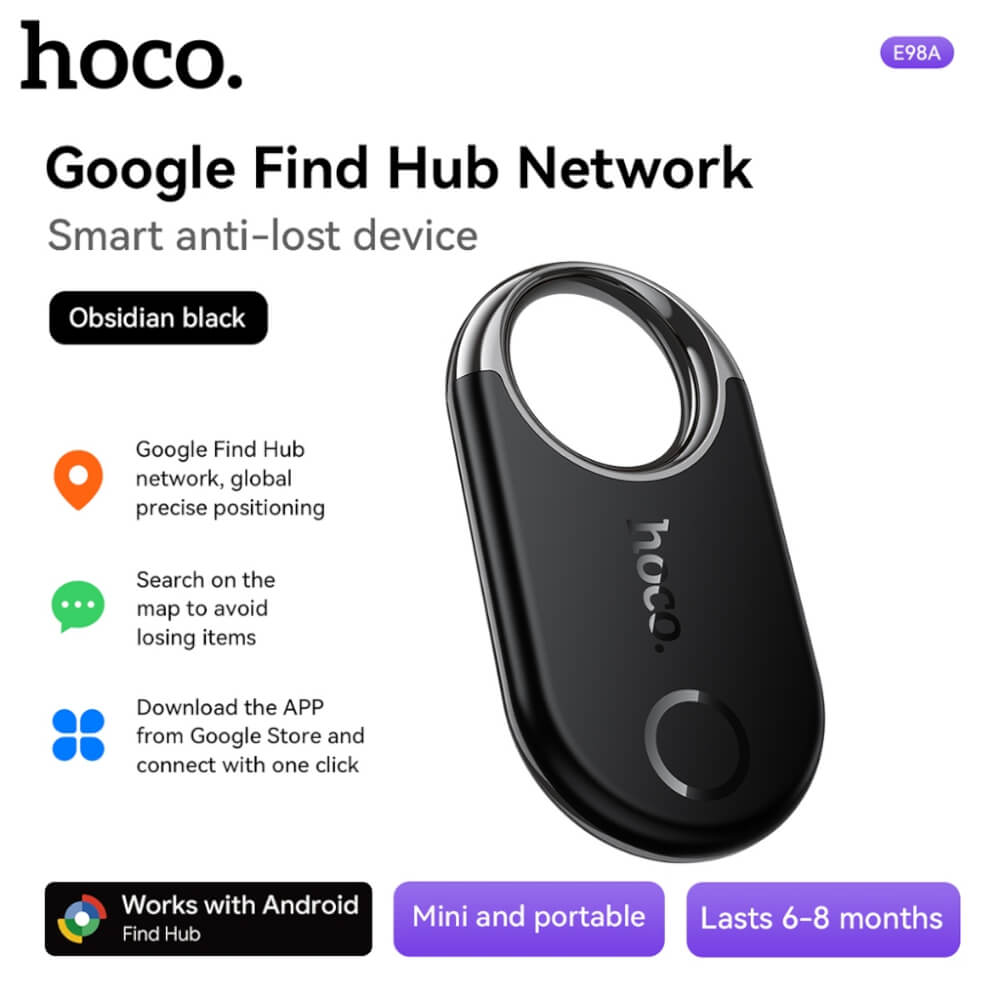 อุปกรณ์ติดตามจีพีเอส HOCO E98A ANDROID GPS TAG สำหรับแอนดรอยด์ รองรับ GOOGLE FIND MY NETWORK สีดำ