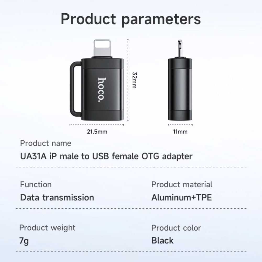 อะแดปเตอร์ LIGHTNING TO USB HOCO UA31A รองรับ OTG ความเร็ว 480MBPS สำหรับ IPHONE 6-14 & IPAD
