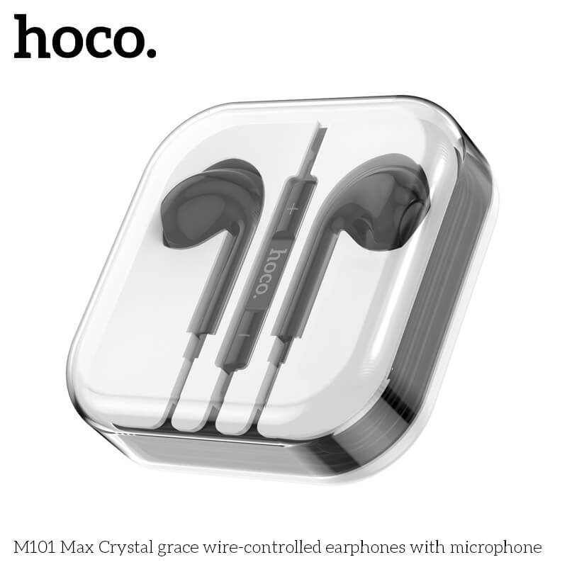 หูฟัง HOCO M101 MAX สาย AUX 3.5MM สีดำ ไมโครโฟนในตัว พร้อมปุ่มคอนโทรล