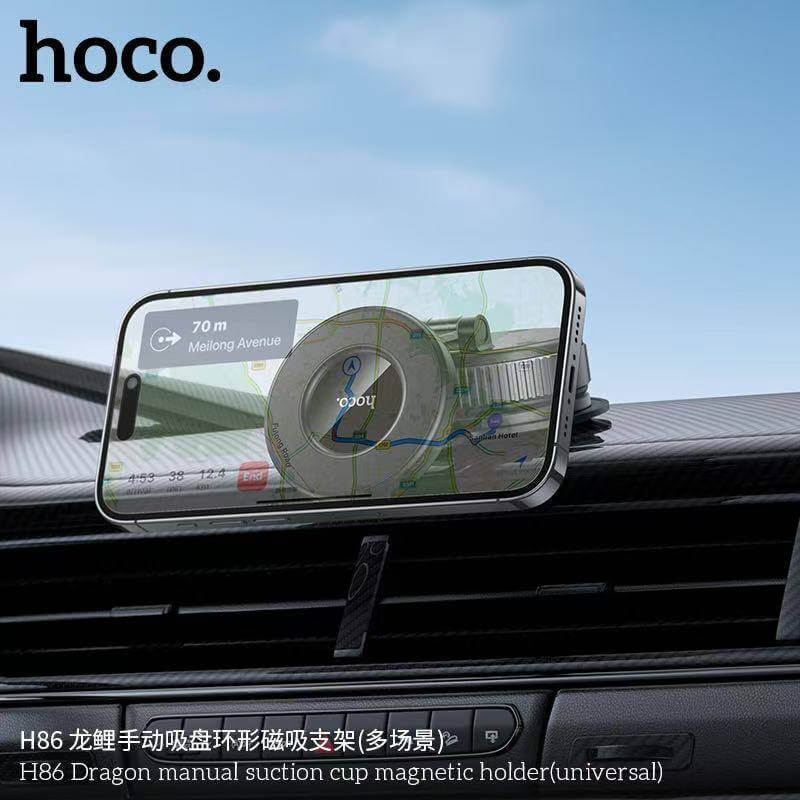 ที่ยึดโทรศัพท์ดูดสุญญากาศ HOCO H86 ยึดแม่เหล็กแบบมือหมุน ไม่ต้องใช้แบตเตอรี่ หมุนได้ 360&deg; พับเก็บได้ สีดำ