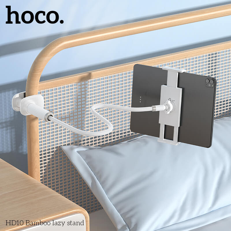 ที่จับโทรศัพท์และแท็บเล็ต HOCO HD10 สีขาว รองรับขนาดจอ 4.5 - 13 นิ้ว แขนดัดงอได้ ปรับมุม 360&deg;