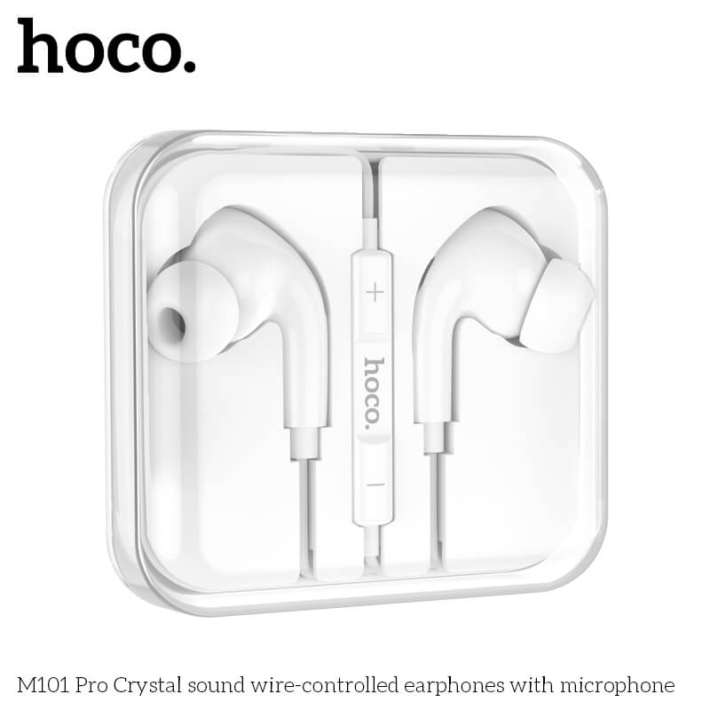 หูฟัง HOCO M101 PRO สาย AUX 3.5MM สีขาว ไมโครโฟนในตัว พร้อมปุ่มคอนโทรล