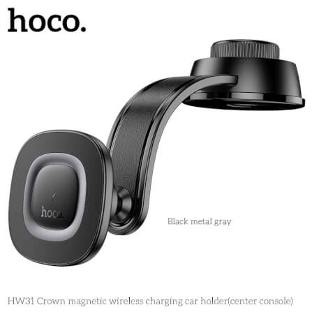 ที่จับโทรศัพท์ HOCO HW31 สีดำ พร้อมระบบชาร์จไร้สาย จ่ายไฟ 15W ปรับได้ 360°_0