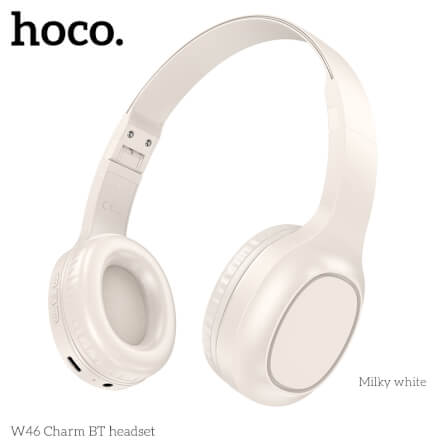หูฟังไร้สาย HOCO W46 สีขาว AUX 3.5MM แบตเตอรี่ 20 ชม. BT 5.3 ไมค์ในตัว_0