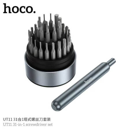 ชุดไขควงอเนกประสงค์ 31-IN-1 HOCO UT11 ด้ามแม่เหล็กพรีเมียม สำหรับซ่อมอุปกรณ์อิเล็กทรอนิกส์ สีเทา_0