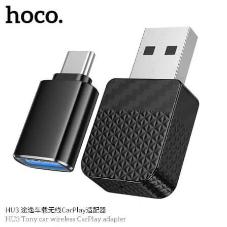 อะแดปเตอร์ WIRELESS CARPLAY HOCO HU3 แปลง CARPLAY แบบมีสายให้เป็นไร้สาย สำหรับ IPHONE สีดำ_0