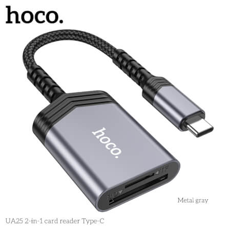 การ์ดรีดเดอร์ TYPE-C 2IN1 HOCO UA25 ความเร็วสูง 480MBPS รับไฟล์สูงสุด 2TB รองรับ OTG_0