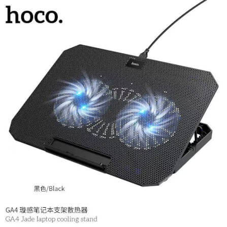 แท่นวางโน๊ตบุ๊ค HOCO GA4 พัดลมคู่ระบายความร้อน ขนาดใบพัด 120MM ปรับได้ 7 ระดับ รองรับโน๊ตบุ๊ค 12-17 นิ้ว_0
