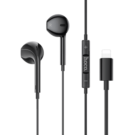 หูฟังมีสาย HOCO M111 สีดำ แจ็คไลท์นิ่ง สำหรับ IPHONE รุ่น 6-14 ไม่ต้องต่อบลูทูธ ไมค์ในตัว_0