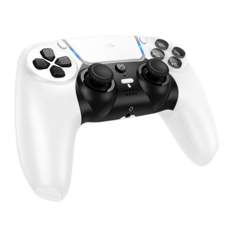 จอยเกมไร้สาย HOCO GA32 สำหรับใช้กับ PS5 มอเตอร์สั่นคู่ รองรับหูฟัง สีขาว_0