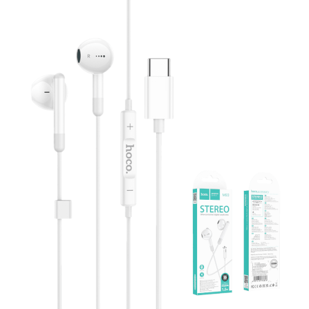 หูฟัง HOCO M93 สาย USB-C สีขาว ไมโครโฟนในตัว พร้อมปุ่มคอนโทรล_0