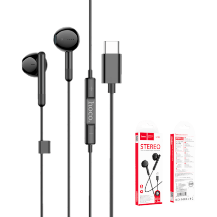 หูฟัง HOCO M93 สาย USB-C สีดำ ไมโครโฟนในตัว พร้อมปุ่มคอนโทรล_0