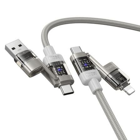 สายชาร์จเร็ว 4IN1 HOCO U151 สีเทา จ่ายไฟ 240W TYPE-C & USB-A TO TYPE-C / IP_0
