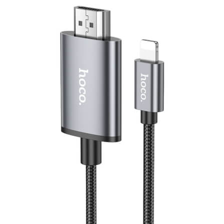 สายเคเบิล LIGHTNING TO HDMI HOCO UA27 รองรับความละเอียด 1080P 60HZ FULL HD ความยาว 2 เมตร สำหรับฟังก์ชั่น SCREEN MIRRORING_0