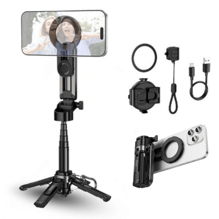 ขาตั้งมือถือ 3IN1 HOCO K27 PRO ระบบยึดแม่เหล็ก พร้อมรีโมทบลูทูธ หมุน 360°_0