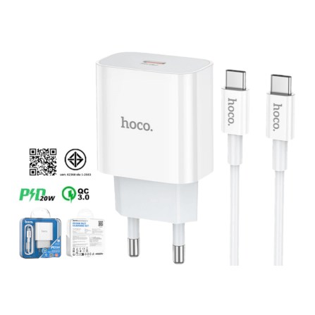ชุดชาร์จเร็ว HOCO C76T 20W PD หัวชาร์จ + สาย TYPE-C TO TYPE-C 1 เมตร_0