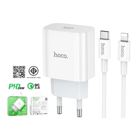 ชุดชาร์จเร็ว HOCO C76T 20W PD หัวชาร์จ + สาย TYPE-C TO LIGHTNING 1 เมตร_0