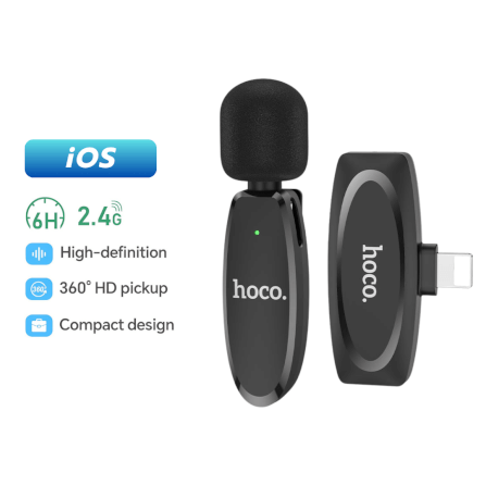 ไมโครโฟนไร้สาย HOCO L15 IOS LIGHTNING ระบบรับเสียง 360° ความถี่ 2.4GHZ ระยะการใช้งาน 15 เมตร สำหรับ IPHONE_0
