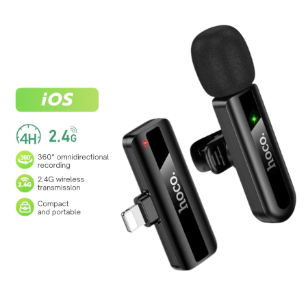ไมโครโฟนไร้สาย HOCO L20 IOS LIGHTNING รับเสียง HD 360° ระบบลดเสียงรบกวน สำหรับ IPHONE 6-14_0