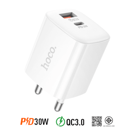 หัวชาร์จเร็ว 2 พอร์ต HOCO DC99T TYPE-C + USB รองรับชาร์จเร็ว PD 30W + QC 3.0_0
