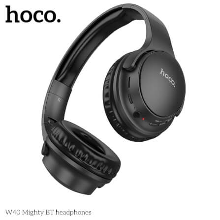 หูฟังไร้สาย HOCO W40 สีดำ พับเก็บได้ รองรับ AUX 3.5MM / TF CARD_1