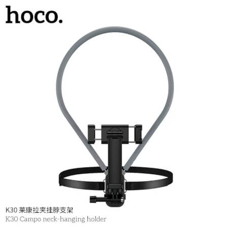 ที่จับโทรศัพท์ HOCO K30 สีดำ แบบคล้องคอ พร้อมสายรัดหน้าอก หมุนได้ 360°_1