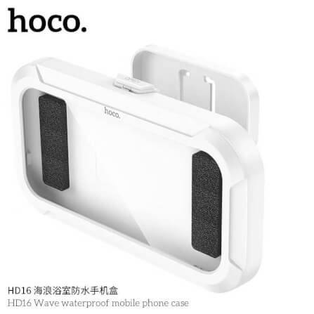 กล่องใส่โทรศัพท์กันน้ำ HOCO HD16 แบบติดผนัง สีขาว รองรับจอสัมผัส หมุนได้ 360°_1