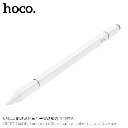 ปากกาทัชสกรีน 3-IN-1 HOCO GM111 ใช้งานได้ 3 หัว รองรับหน้าจอ แท็บเล็ต มือถือ ชนิด CAPACITIVE สีขาว_1