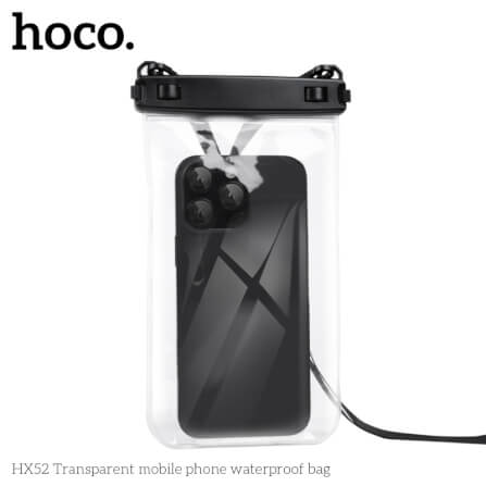 ซองมือถือกันน้ำ HOCO HX52 ระดับ IP68 ล็อค 2 ชั้น รองรับหน้าจอสัมผัส พร้อมสายคล้องคอ สีดำ_1