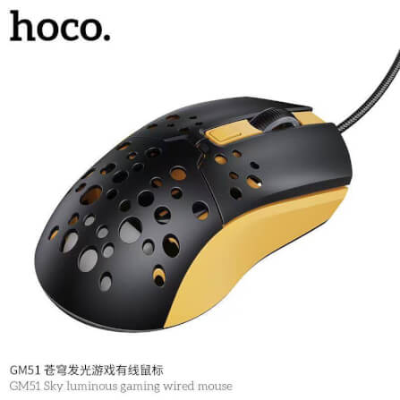 เมาส์เกมมิ่ง HOCO GM51 สีดำ ปรับ DPI 4 ระดับ สูงสุด 3600 สายยาว 1.5M_1