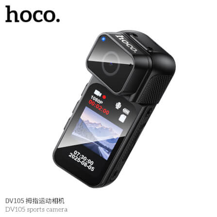กล้องแอ็คชั่น HOCO DV105 ความละเอียด 2.7K พร้อมเลนส์หมุนได้ 180° และสายคล้องแม่เหล็ก หน้าจอ IPS 1.47 นิ้ว_1
