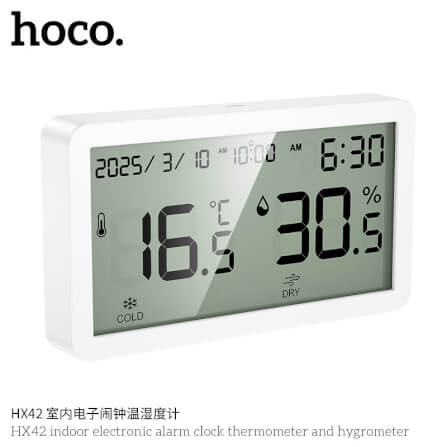 นาฬิกาดิจิตอล 5-IN-1 HOCO HX42 จอแสดงผล LCD วัดอุณหภูมิ วัดความชื้น ตั้งปฏิทิน ตั้งปลุก_1