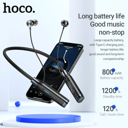 หูฟังไร้สาย HOCO ES62 สีเทา แบบคล้องคอ ใช้งานได้ต่อเนื่อง 120 ชม. รองรับ TF CARD ความจุ 32 GB_1