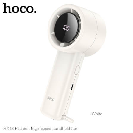 พัดลมพกพา HOCO HX63 แรงลมเทอร์โบ ปรับได้ 100 ระดับ หน้าจอดิจิทัล แบตเตอรี่ 2000MAH ใช้งานสูงสุด 6 ชั่วโมง_1