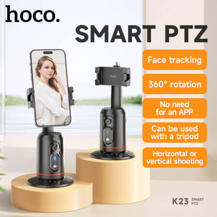 ขาตั้งมือถือ HOCO K23 AI SMART TRACKING หมุนได้ 360° ติดตามใบหน้าอัตโนมัติ รีโมท BLUETOOTH 5.2 ควบคุมด้วยท่าทาง และฐานยึดขนาด 1/4 นิ้ว_1