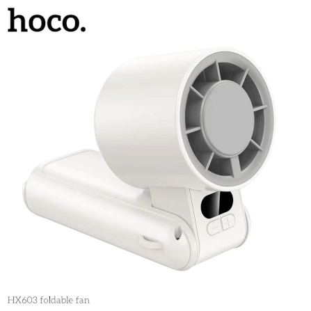 พัดลมพกพา HOCO HX603 สีขาว ปรับแรงลม 199 ระดับ พับได้ 90° แบตเตอรี่ 10 ชม._1